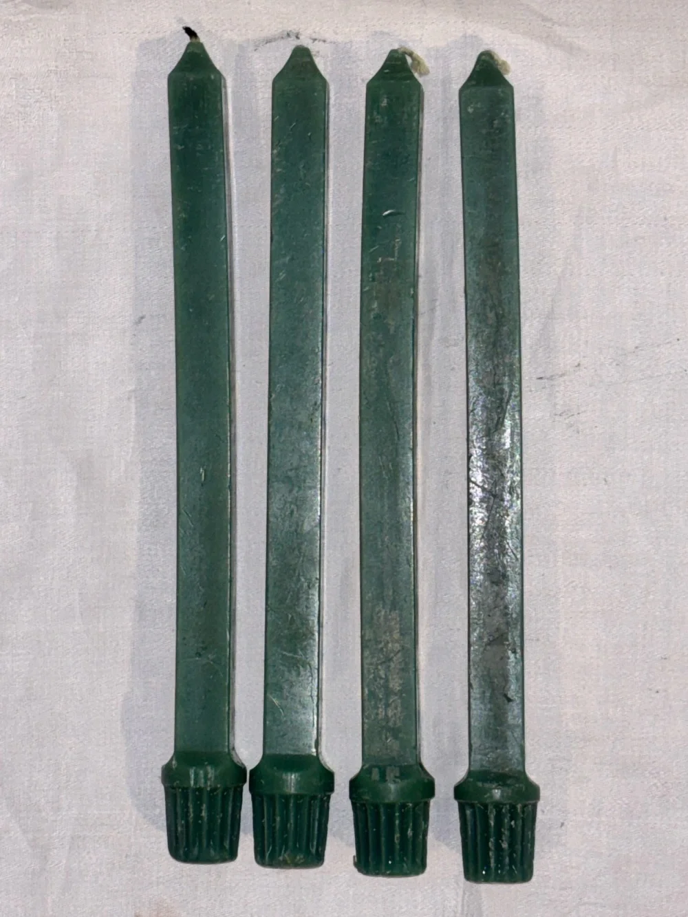 Vintage Colonial Candle Cape Cod Green Square Taper Candles 10” Set of 4